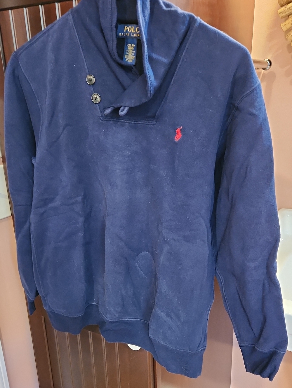 Polo by Ralph Lauren Navy Blue Hooded Sweatshirt with Red Pony